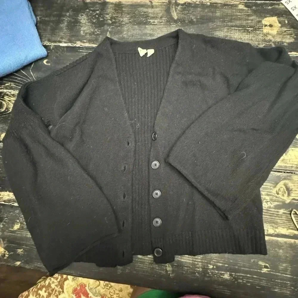 MOTH BY ANTHROPOLOGIE BLACK BUTTON CARDIGAN SIZE SMALL